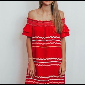 Red dress with Ric Rac details
